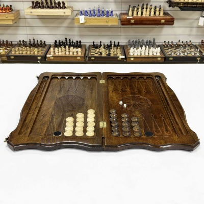 Нарды резные из массива бука Волчий оскал 60 см