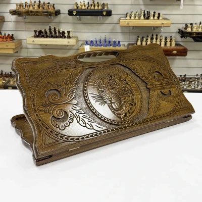 Нарды из массива бука подарочные Голова гепарда 60 см