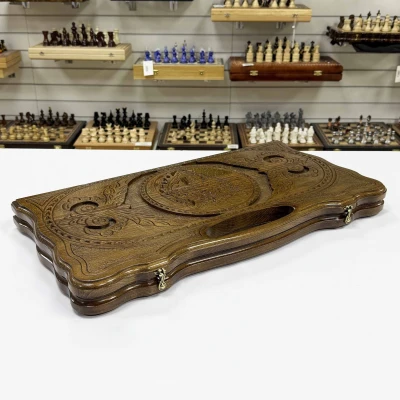 Нарды из массива бука подарочные Голова гепарда 60 см