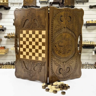 Нарды из массива бука подарочные Голова гепарда 60 см