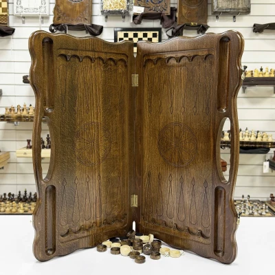 Нарды из массива бука подарочные Голова гепарда 60 см