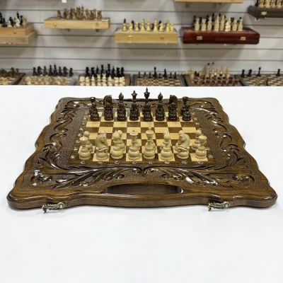 Набор 3 в 1 шахматы нарды шашки Орнамент премиум