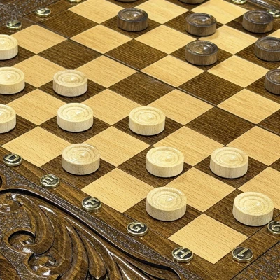 Набор 3 в 1 шахматы нарды шашки Орнамент премиум