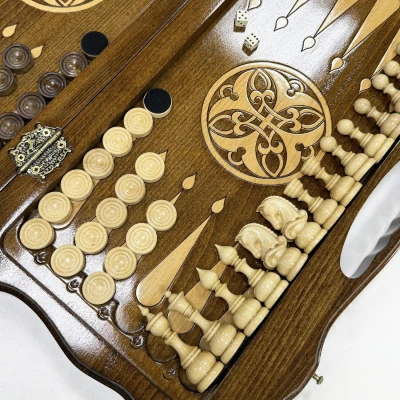 Набор 3 в 1 шахматы нарды шашки Орнамент премиум