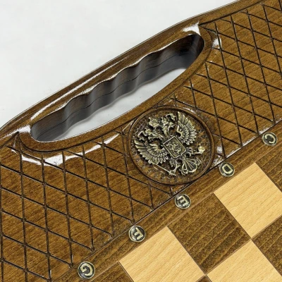 Шахматы нарды шашки Герб резные премиум ручной работы 60 см