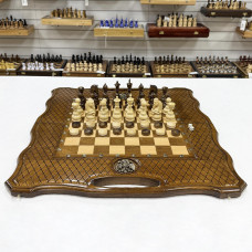 Шахматы нарды шашки Герб резные премиум ручной работы 60 см