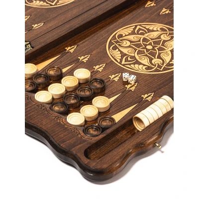 Шахматы нарды шашки 3 в 1 резные ручной работы 60 см в чехле большие