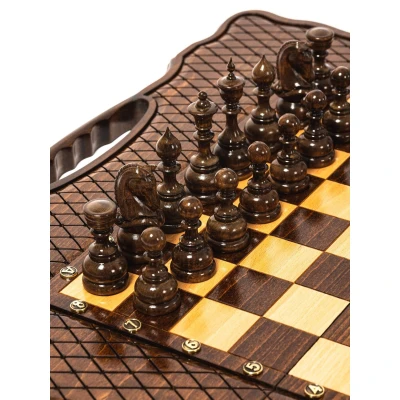 Шахматы нарды шашки 3 в 1 резные ручной работы 60 см в чехле большие