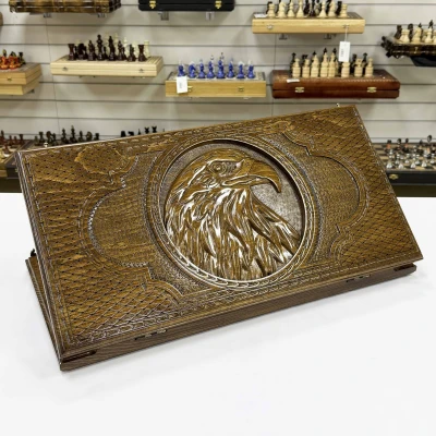 Нарды подарочные из массива бука Голова орла премиум 60 см