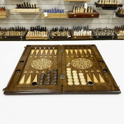 Нарды подарочные из массива бука Голова орла премиум 60 см