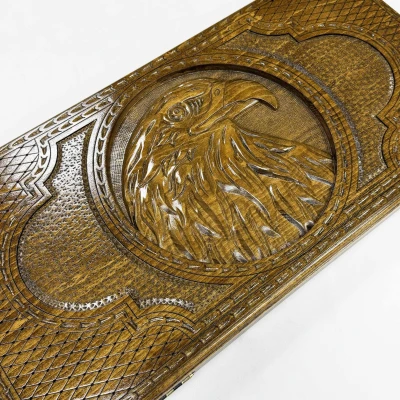 Нарды подарочные из массива бука Голова орла премиум 60 см