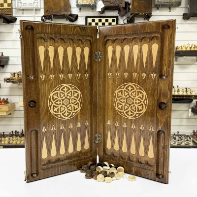 Нарды подарочные из массива бука Голова орла премиум 60 см