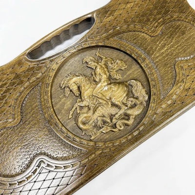 Нарды подарочные из массива бука Георгий Победоносец с ручкой 60 см