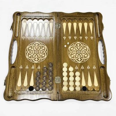 Нарды подарочные из массива бука Георгий Победоносец с ручкой 60 см