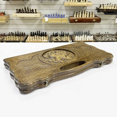 Нарды подарочные из массива бука Георгий Победоносец с ручкой 60 см