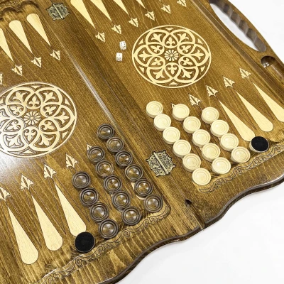 Нарды подарочные из массива бука Георгий Победоносец с ручкой 60 см