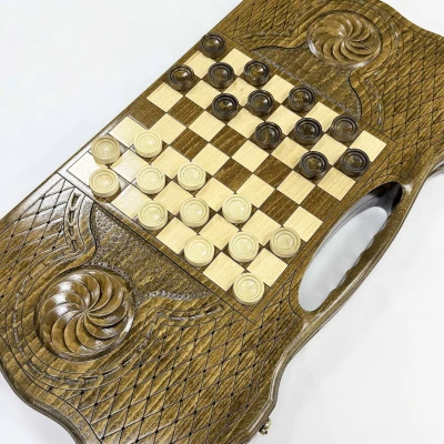 Нарды подарочные из массива бука Георгий Победоносец с ручкой 60 см