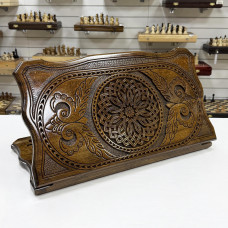 Нарды резные из массива бука подарочные Орнамент-1 большие