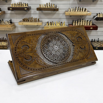 Нарды резные из массива бука Орнамент-2 прямые 60 см