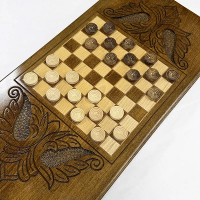 Нарды резные из массива бука Орнамент-2 прямые 60 см