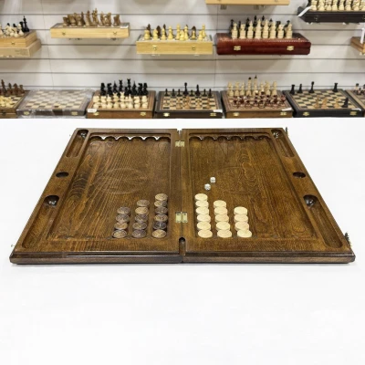 Нарды резные из массива бука Орнамент-2 прямые 60 см