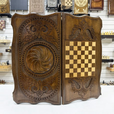 Нарды резные подарочные из массива бука Бесконечность 60 см