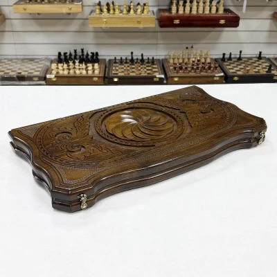 Нарды резные подарочные из массива бука Бесконечность 60 см