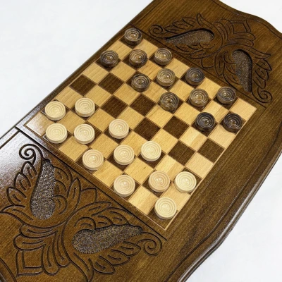 Нарды резные подарочные из массива бука Бесконечность 60 см