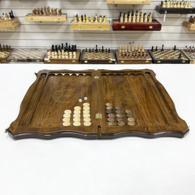 Нарды резные подарочные из массива бука Бесконечность 60 см