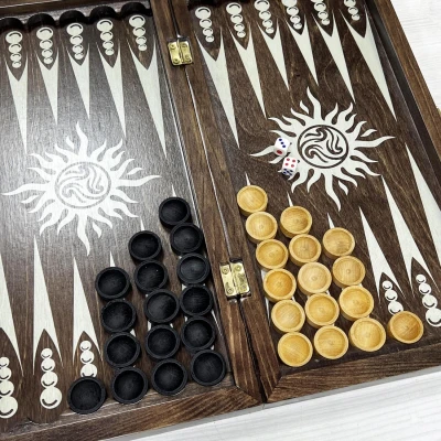 Набор шахматы нарды шашки венге серебро 40 см