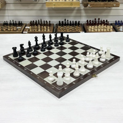 Набор шахматы нарды шашки венге серебро 40 см