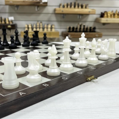 Набор шахматы нарды шашки венге серебро 40 см