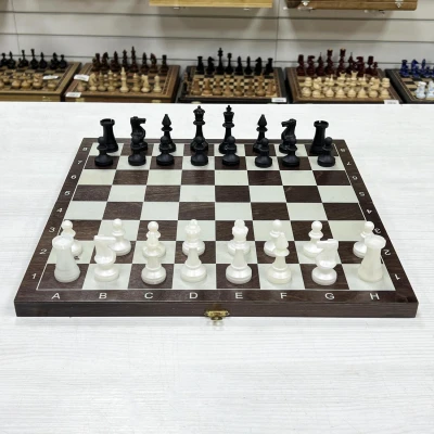 Набор шахматы нарды шашки венге серебро 40 см