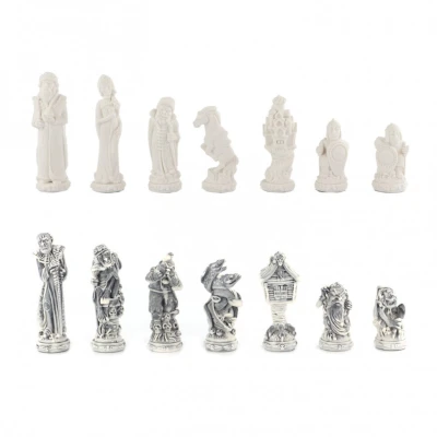 Шахматы подарочные каменные Русские сказки мрамор змеевик/змеевик 40 см