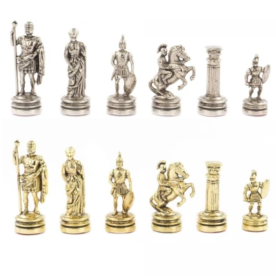 Шахматы Римские воины подарочные каменные 28 см мрамор змеевик