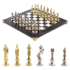 Шахматы каменные подарочные Ренессанс 36х36 см мрамор змеевик 