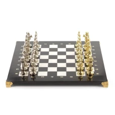 Шахматы каменные подарочные Ренессанс 36х36 см мрамор змеевик 