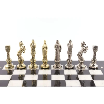 Шахматы каменные подарочные Ренессанс 36х36 см мрамор змеевик 