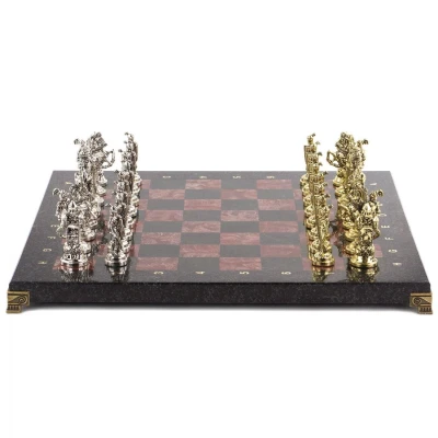 Шахматы сувенирные "Рыцари крестоносцы" 44х44 см из камня лемезит