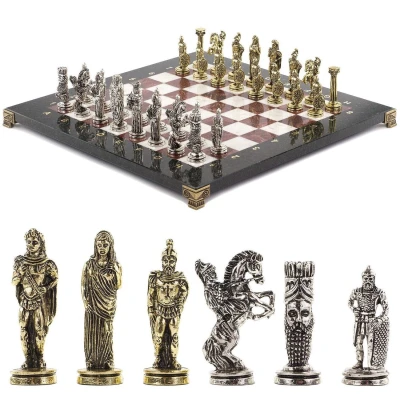 Шахматы подарочные "Александр Македонский" 36х36 см лемезит/мрамор