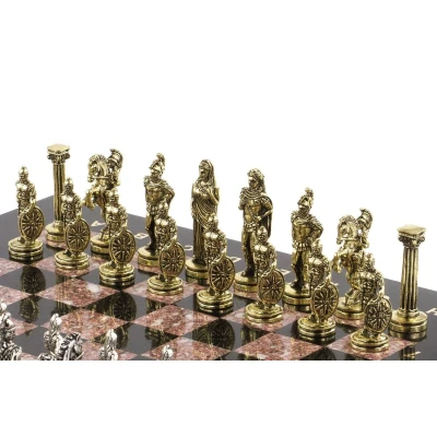 Шахматы настольные "Александр Македонский" доска 36х36 см из натурального камня фигуры металлические