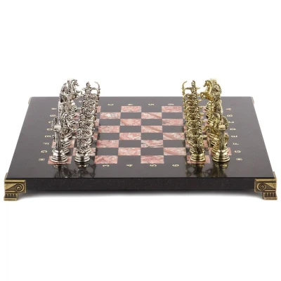 Шахматы каменные Римские лучники 28 см креноид змеевик