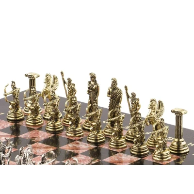 Шахматы каменные Римские лучники 28 см креноид змеевик