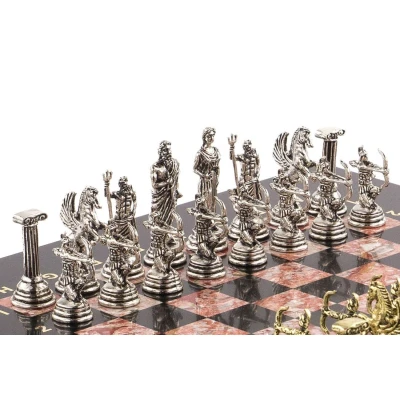 Шахматы каменные Римские лучники 28 см креноид змеевик