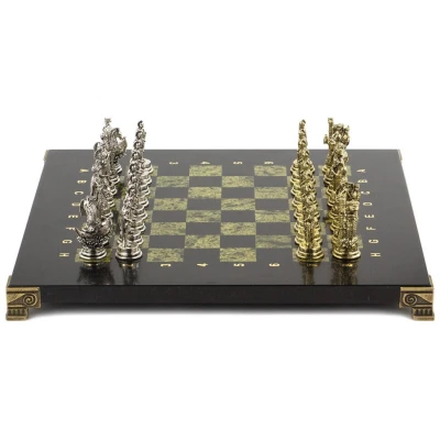 Шахматы каменные Троянская война 28 см змеевик