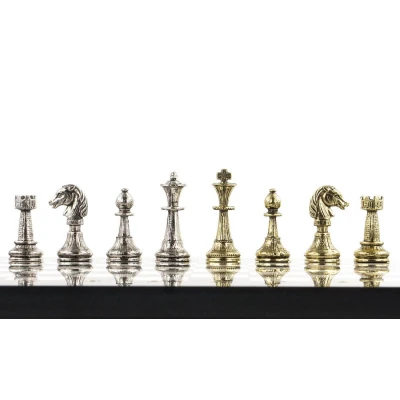 Шахматы каменные Стаунтон 28см мрамор змеевик