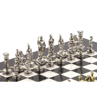 Шахматы каменные подарочные Римские войны 28 см мрамор