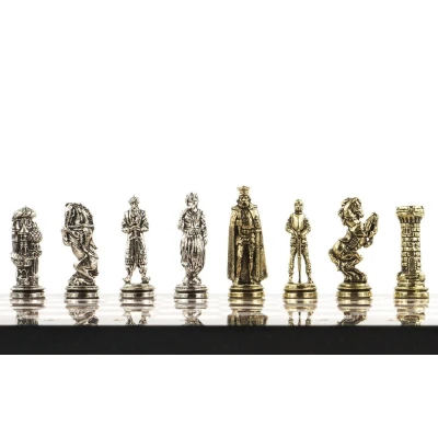 Шахматы подарочные "Рыцари" 28х28 см лемезит мрамор