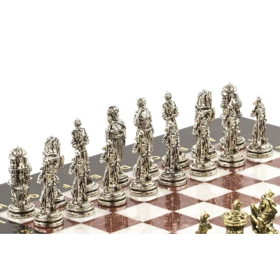Шахматы подарочные "Рыцари" 28х28 см лемезит мрамор