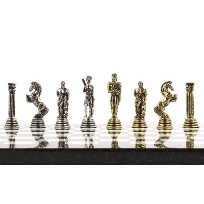 Шахматы подарочные из камня мрамор, змеевик Посейдон 32 см